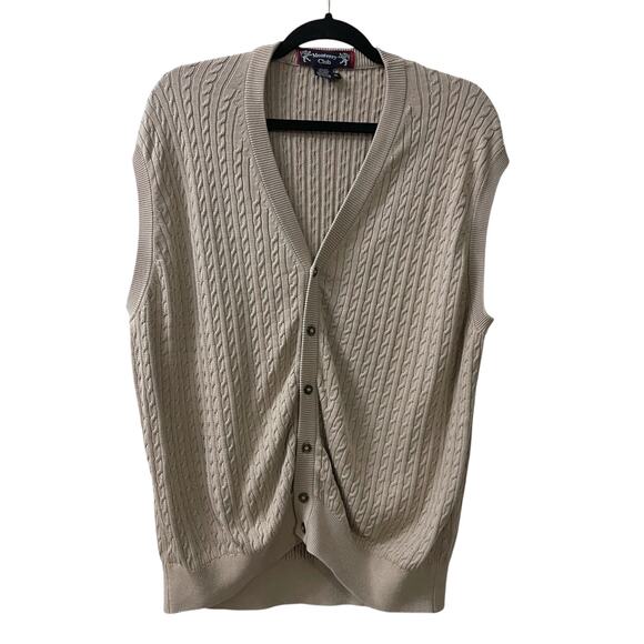 Monterey Club Other - Monterey Club Silk Cotton Sweater Vest Mens XL Beige Button Up Eclectic Grandpa